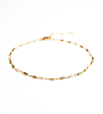 Lana Anklet in White Pearl