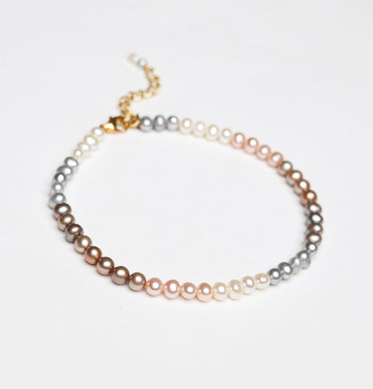 Ula Anklet in Taupe Pearl Mix