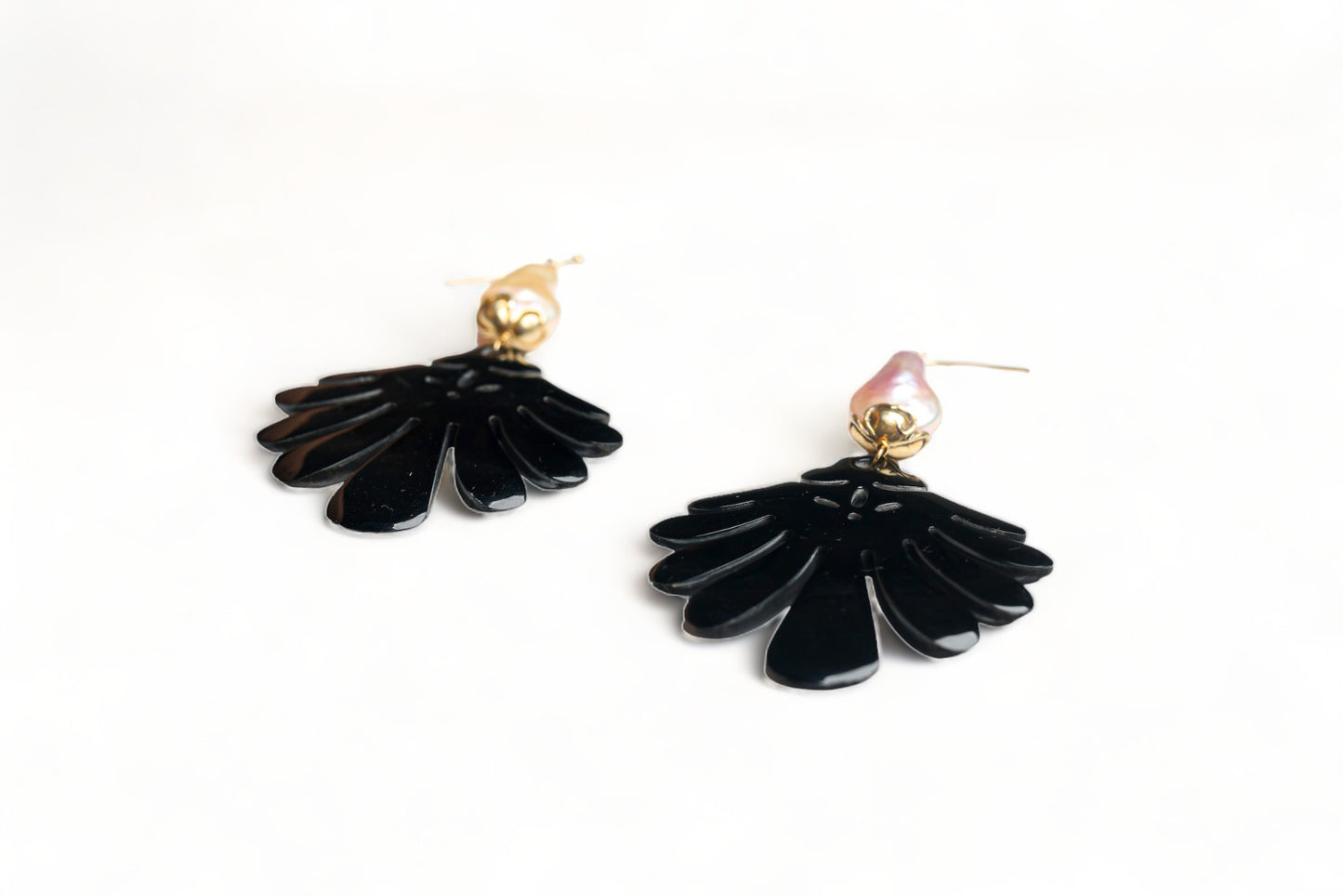 Delia Earrings in Black Horn Mix