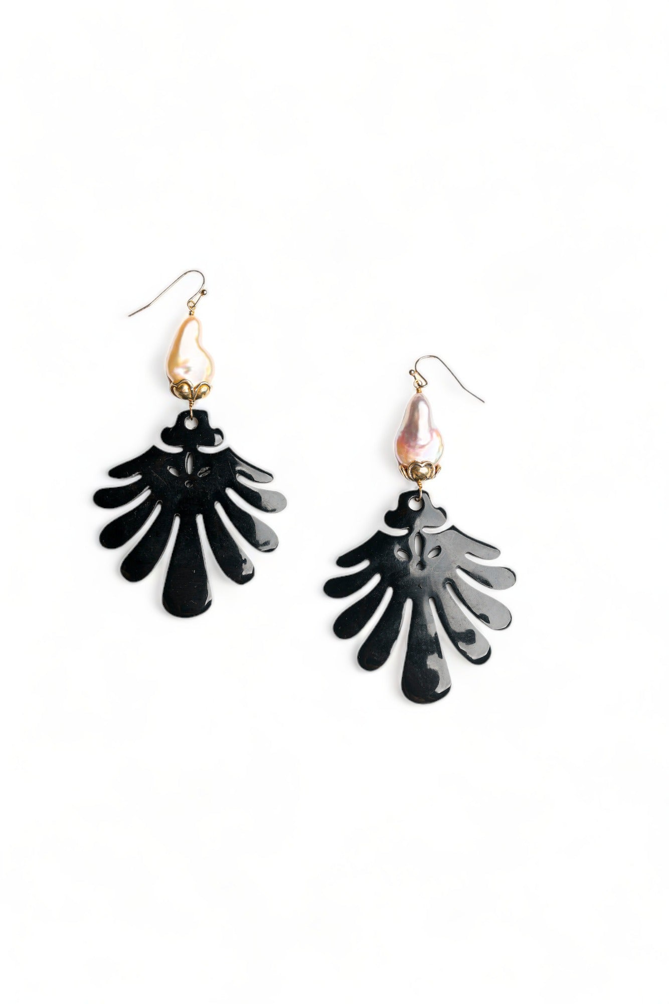 Delia Earrings in Black Horn Mix