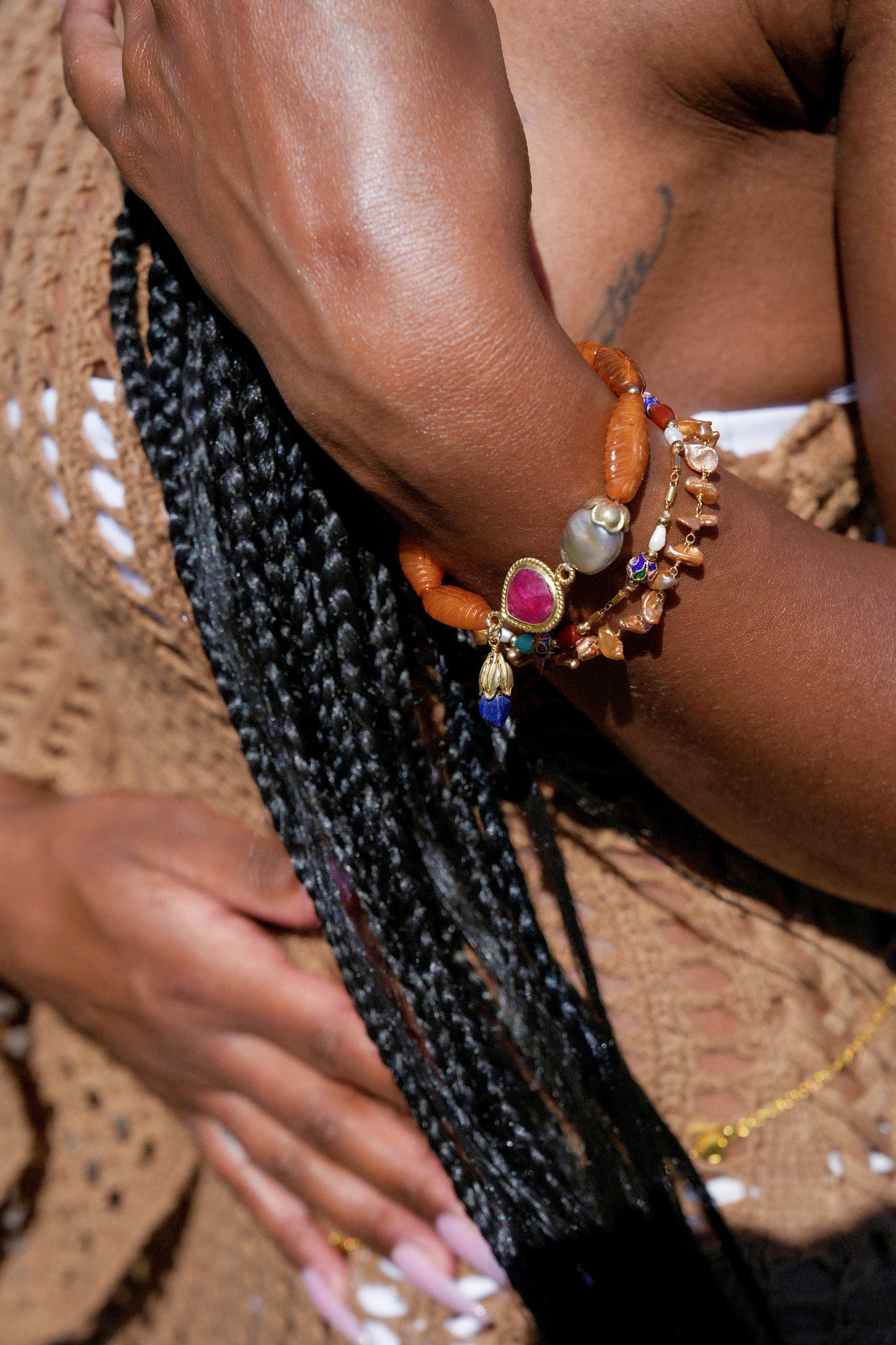 Saffron Necklace in Agate Mix