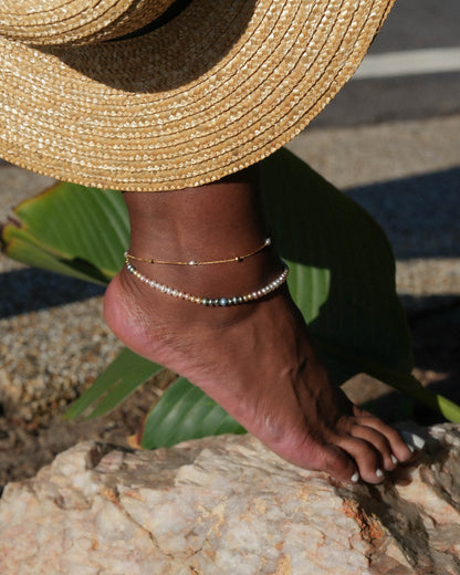 Ula Anklet in Taupe Pearl Mix