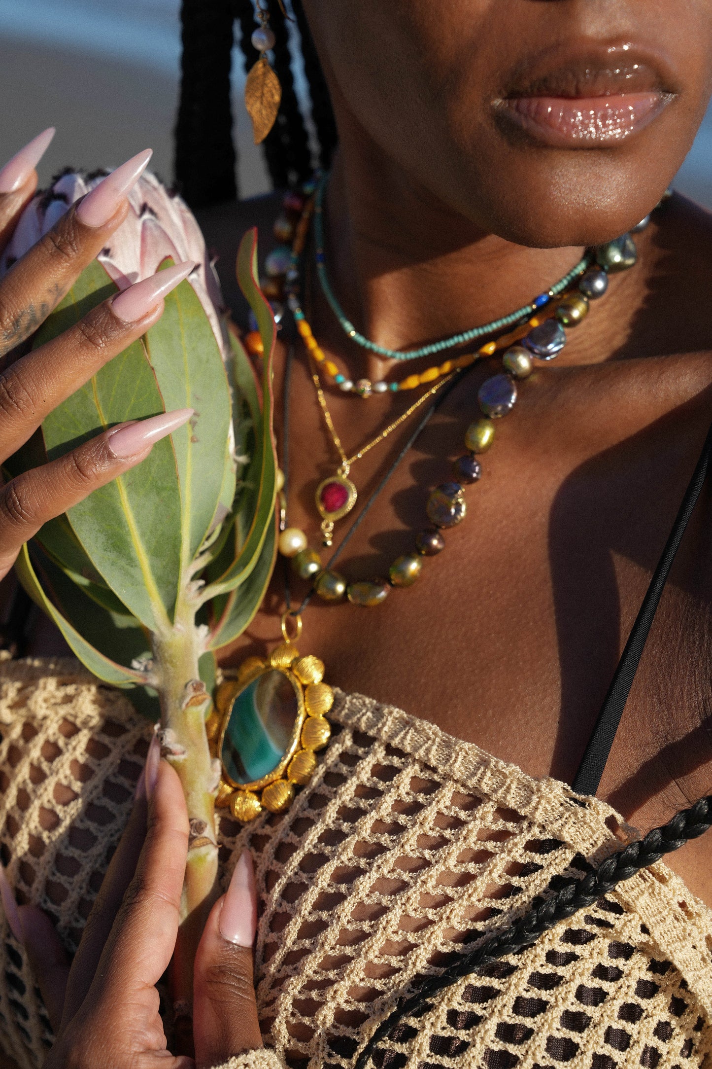 Savannah Necklace in Green Agate